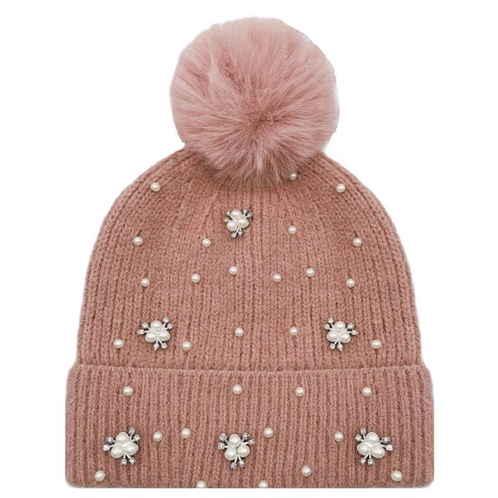 BONNET POM POM PERLE, AHT 91570 pour la vente par JOIA ACCESSORIES