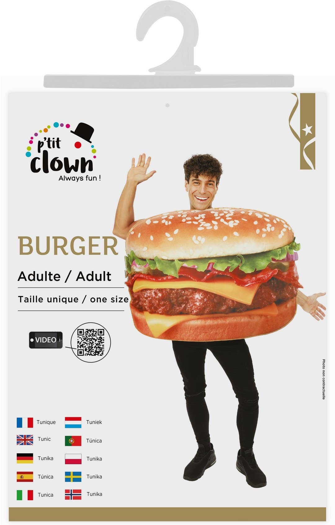 P'tit Clown - Wholesale Costume - Men's - Burger Costume - Adult - One Size0