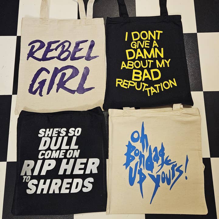 Lærred muleposer. Punk-sæt 2 for engroshandel hos Flip The Record