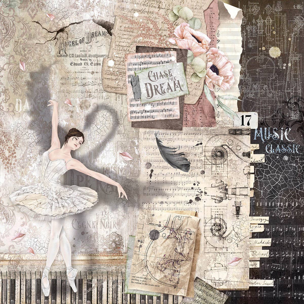 Ecstasy Crafts Distributing - Wholesale Scrapbook - Ciao Bella Cygne Noir Paper Pad 12x12 12/Pkg31