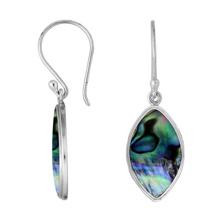 AE-6236-AB Sterling Silver Abalone Shell Marquise Earrings For Premium Wholesale Collection for wholesale by Bali Designs