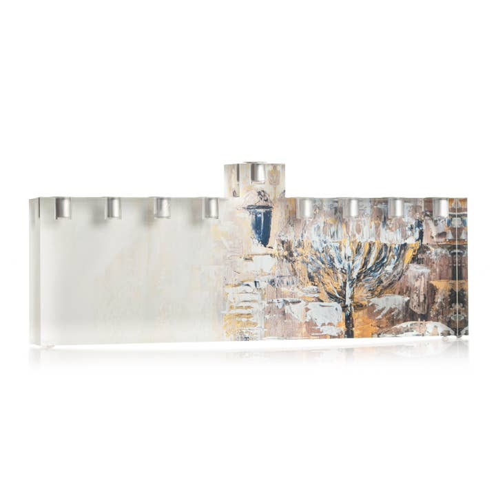 Painted Jerusalem Menorah for wholesale by Waterdale Collection