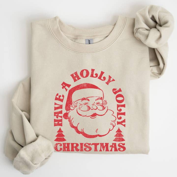Have A Holly Jolly Christmas, Classic Retro Santa Sweatshirt for wholesale by Refinery Number One LLC