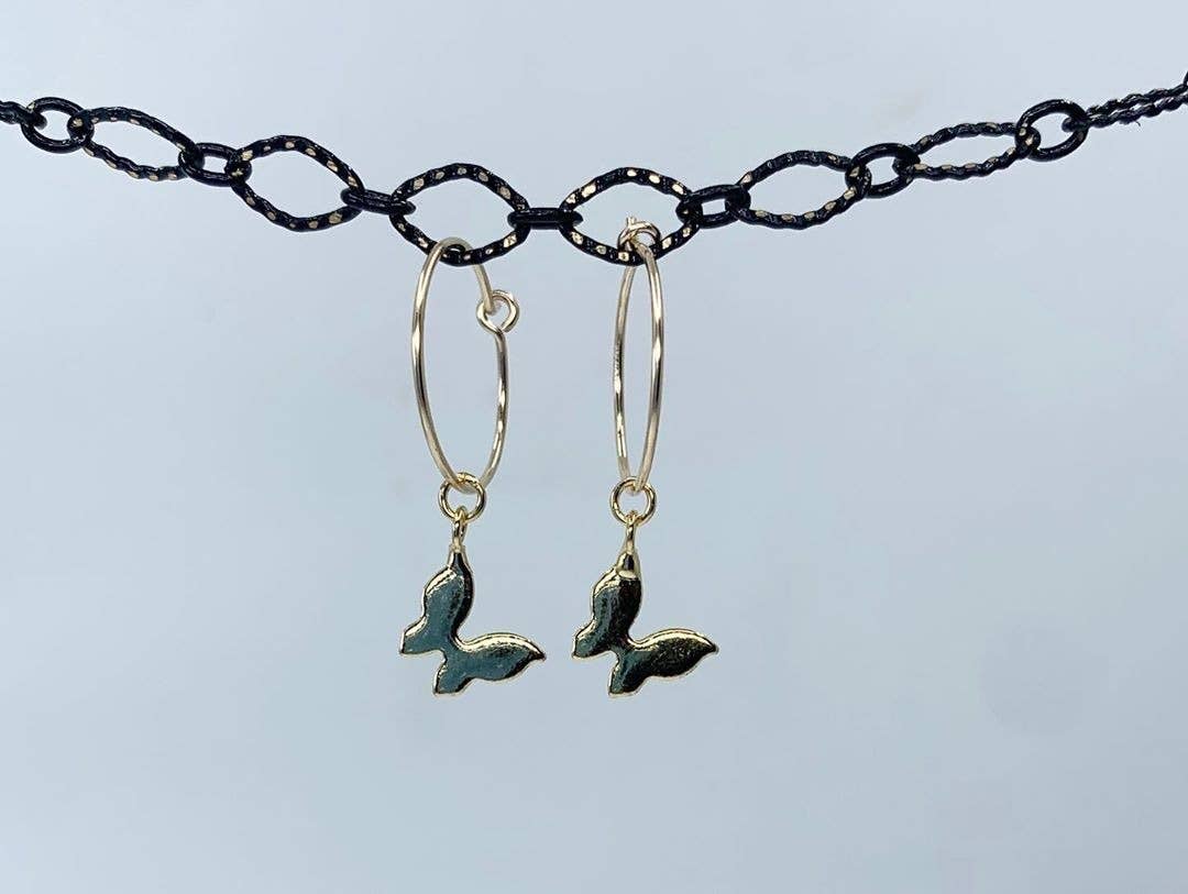 BMR - Wholesale Dangle Earrings - Small Gold Hoop With Assorted Tiny Charms21