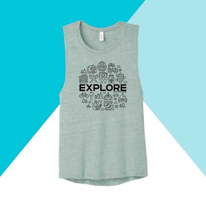 Explore Outdoors Camping Women's Muscle Tank for wholesale by North Owl Apparel