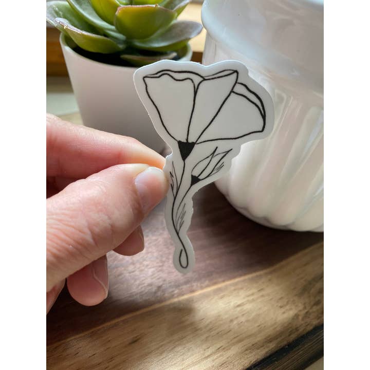 Beth Ann Erickson Designs - Wholesale Sticker - California Poppy Sticker, Flower Stickers for Water Bottle2