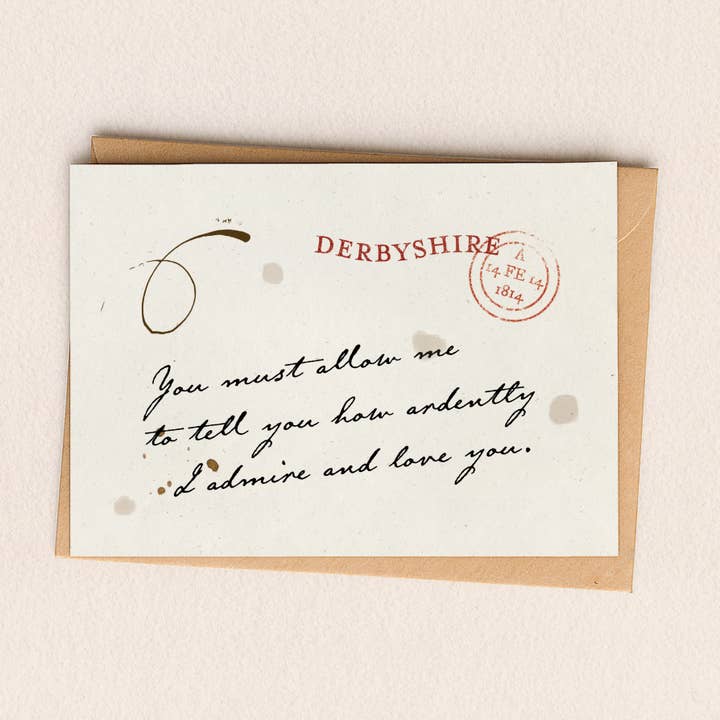 Mr Darcy Ardently Love Greeting Card for wholesale by Literary Craft Parlour