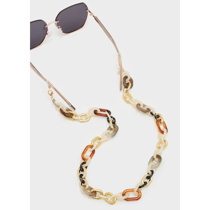 GREY SUNGLASSES CHAIN IN RESIN GREY/BROWN - for wholesale on Faire1