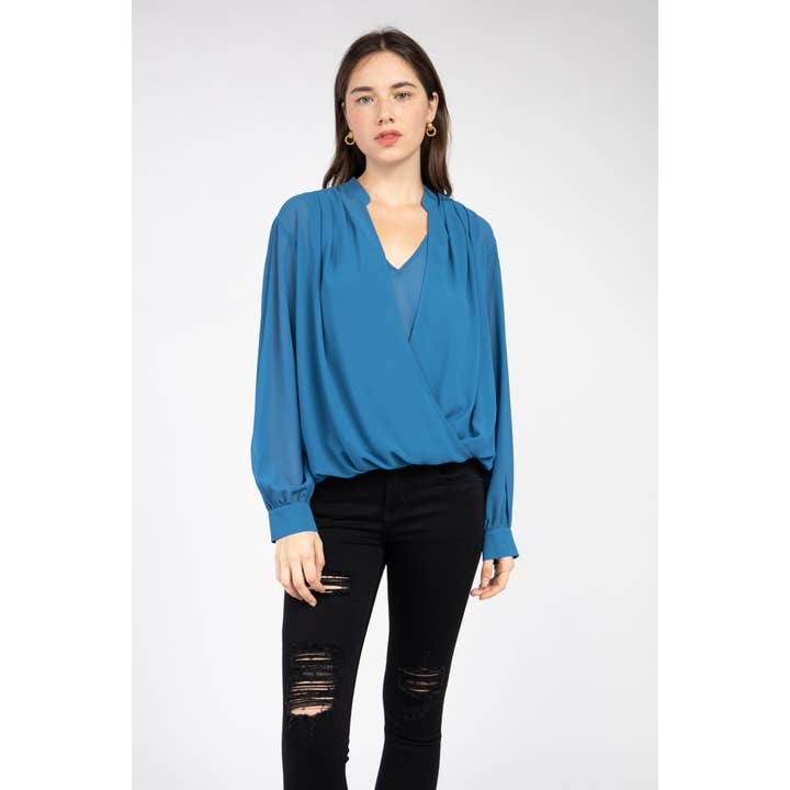 Flowy Blouse With Inside Neck Tank for wholesale by Naked Zebra Rack