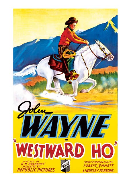 Laughing Elephant - Wholesale Everyday Greeting Card - John Wayne: Westward Ho' - Retro Movie Poster Card1