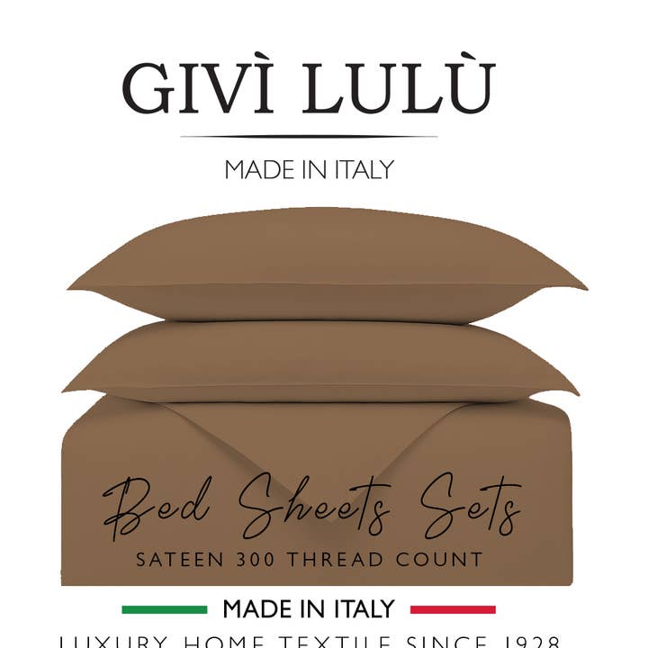 Solid 300 trådar - karamell - Lakan set för wholesale av Givì Lulù by Vittorio Ursini & Son