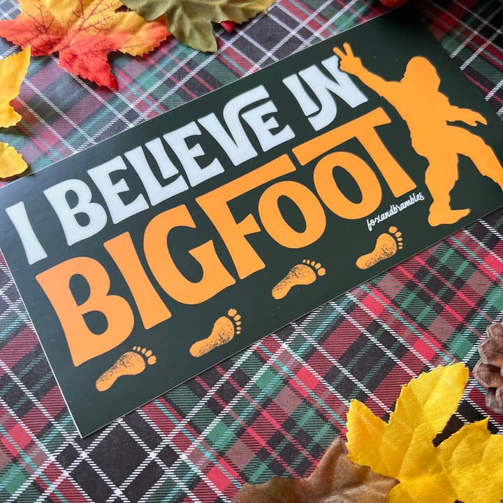 Fox and Brambles - Wholesale Sticker - I Believe in Bigfoot Cryptid Bumper Sticker