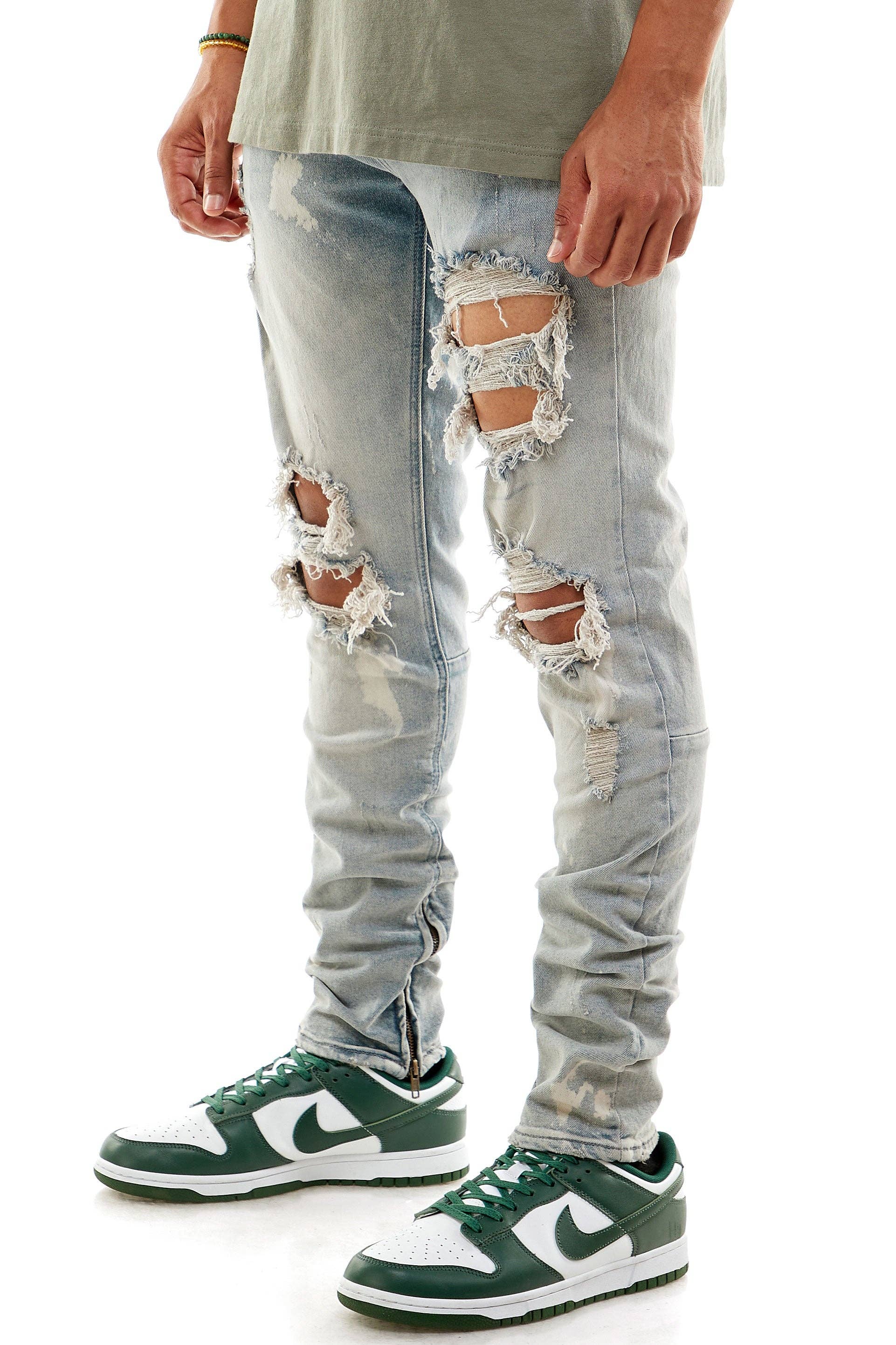 KDNK - Wholesale Jeans - Men's - BLEACHED ANKLE ZIP JEANS5