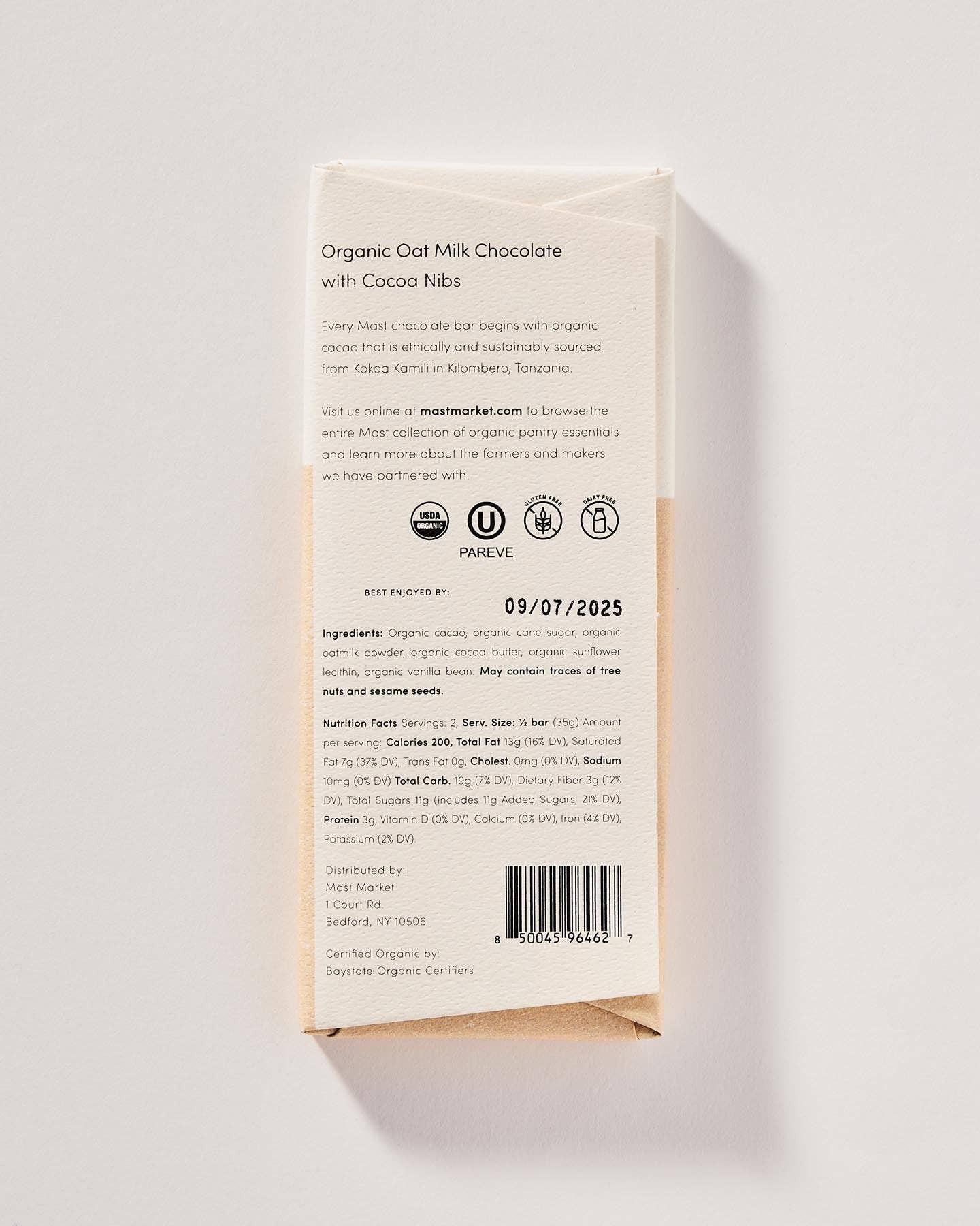 Mast - Wholesale Chocolate Bar - Organic Oat Milk Chocolate with Cocoa Nibs2