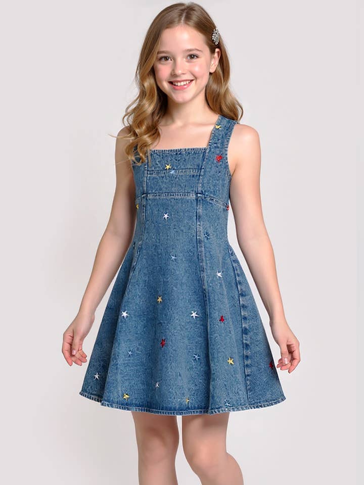 FIT & FLARE JURK MET BORDUURSEL EN STERREN voor wholesale door Hannah Banana , Baby Sara