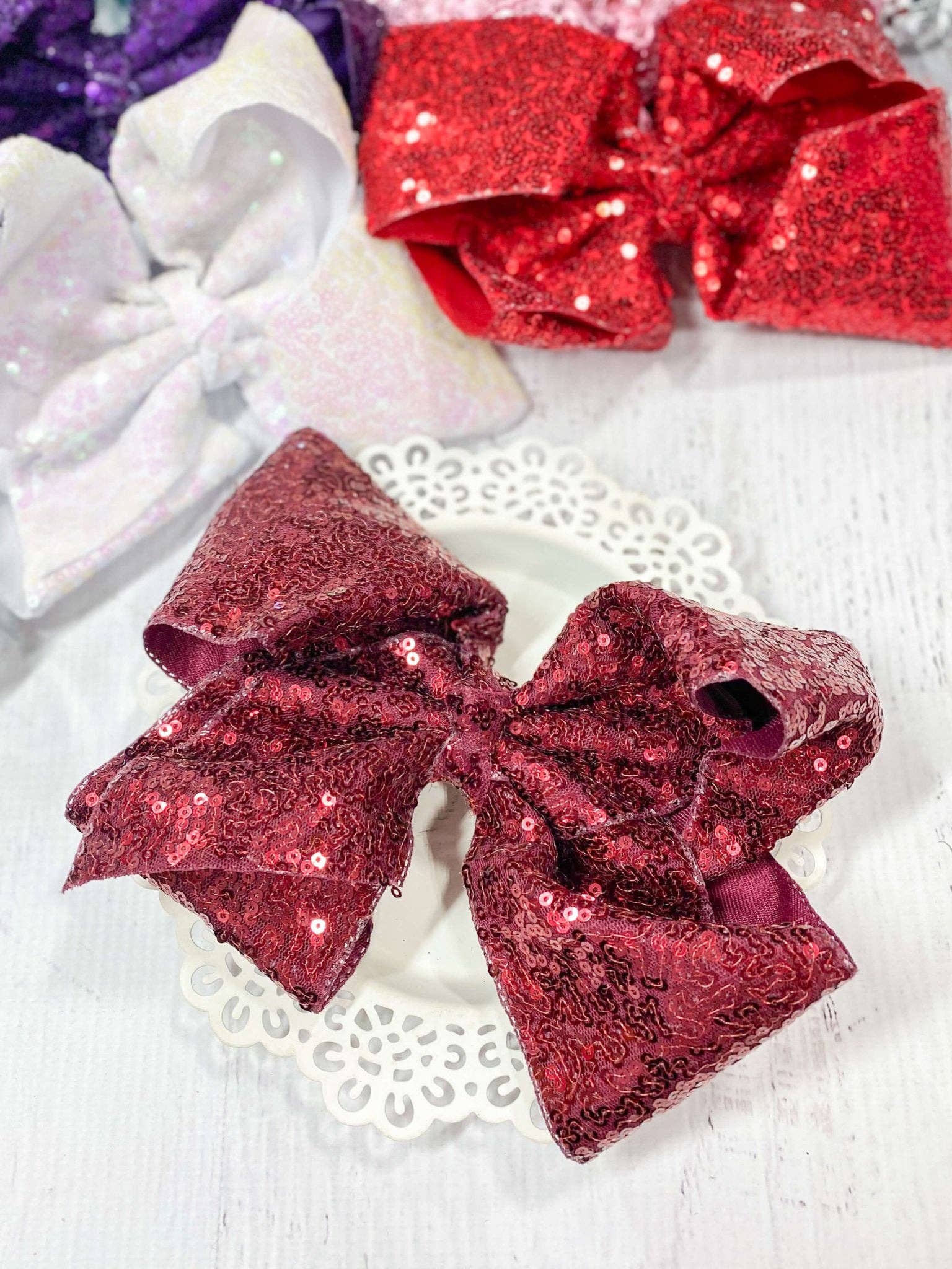 The Hair Bow Company - Wholesale Hair Bow - Kids - Sequin Texas Size Hair Bows - Alligator Clip - 6.5"10