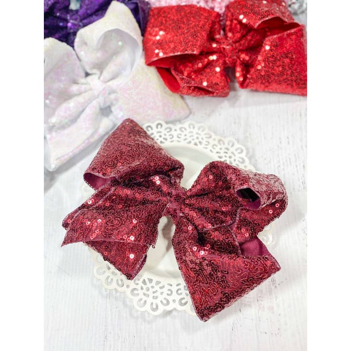 The Hair Bow Company - Wholesale Hair Bow - Kids - Sequin Texas Size Hair Bows - Alligator Clip - 6.5"10