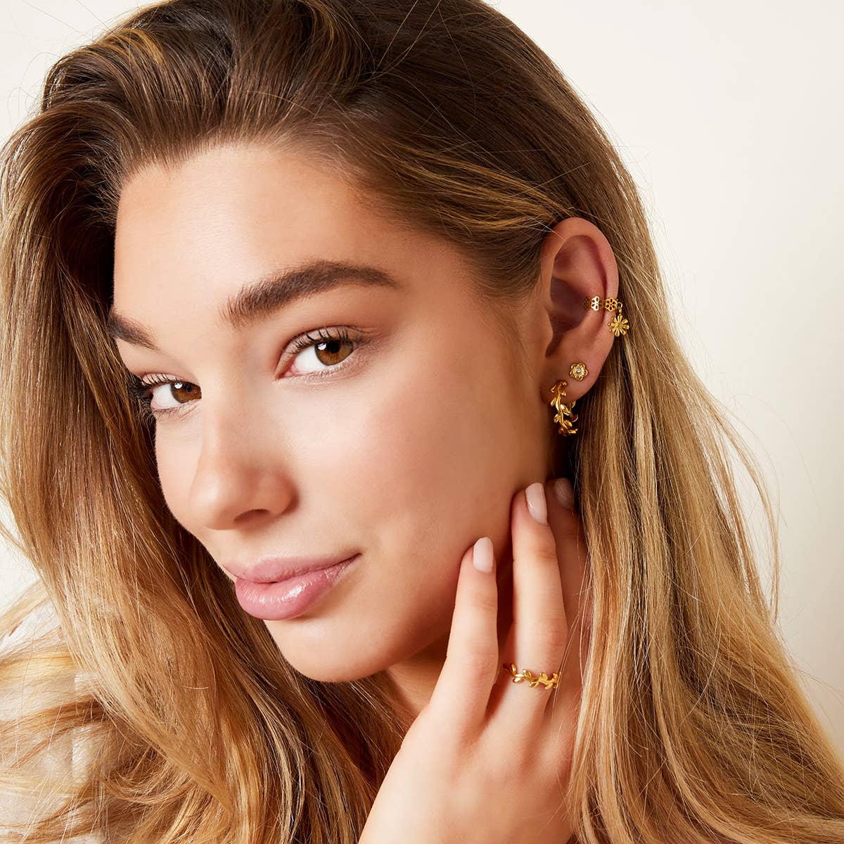 SHINE BUY - Wholesale Band/Stacked Ring - Stainless steel ring laurel wreath adjustable1