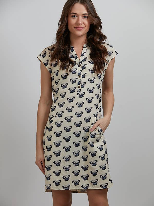 Pug Face Print Tunic Dress for wholesale by SM WARDROBE