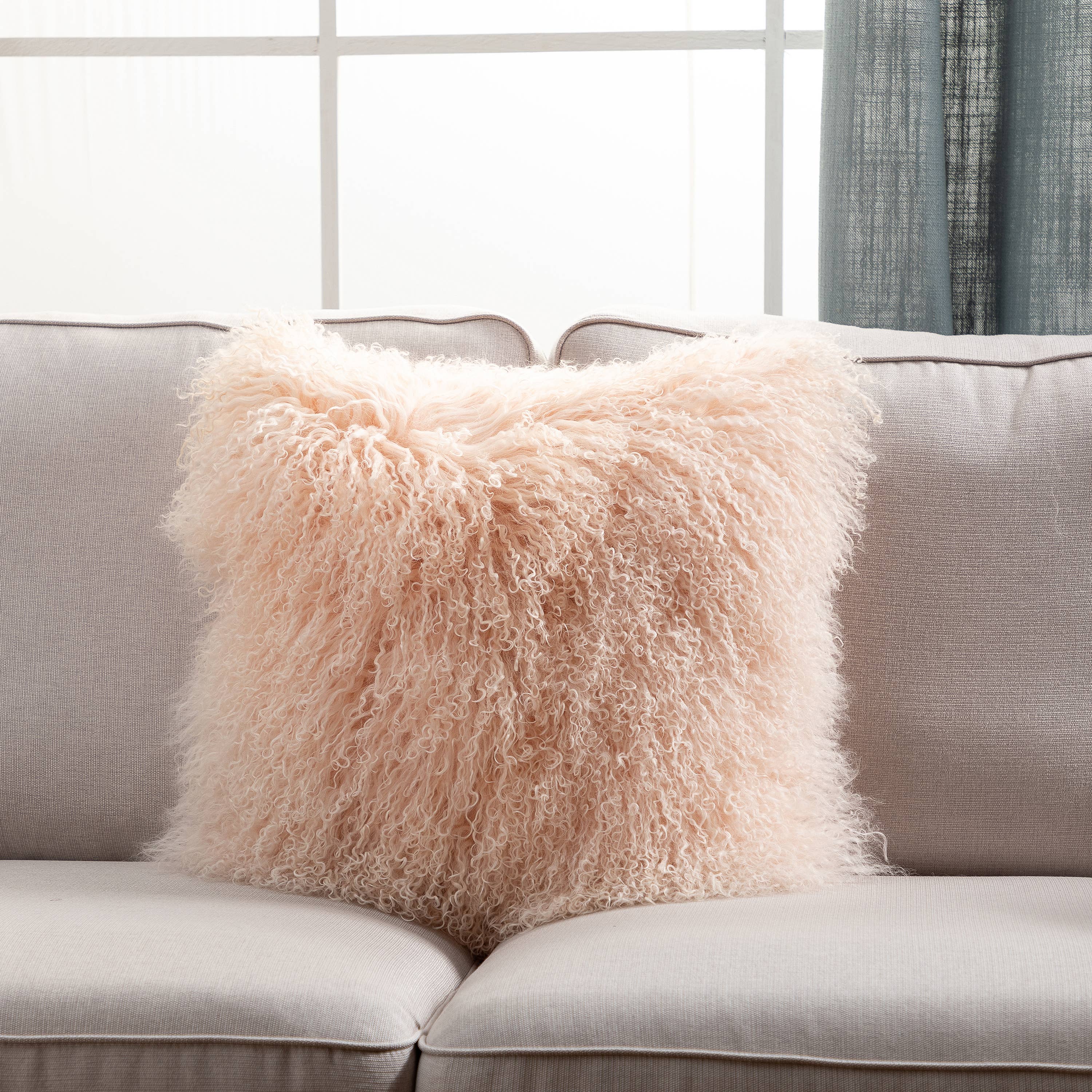 HUIRESOURCE - Wholesale Throw/Decorative Pillow - Mongolian Lamb Fur Throw Pillow - 18 x 18 inchesMongolian L5