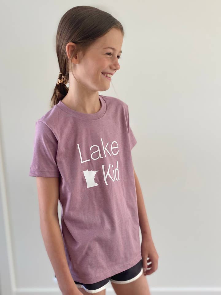 Lake Kid Tee- Heather Orchid for wholesale by Lulie Collection