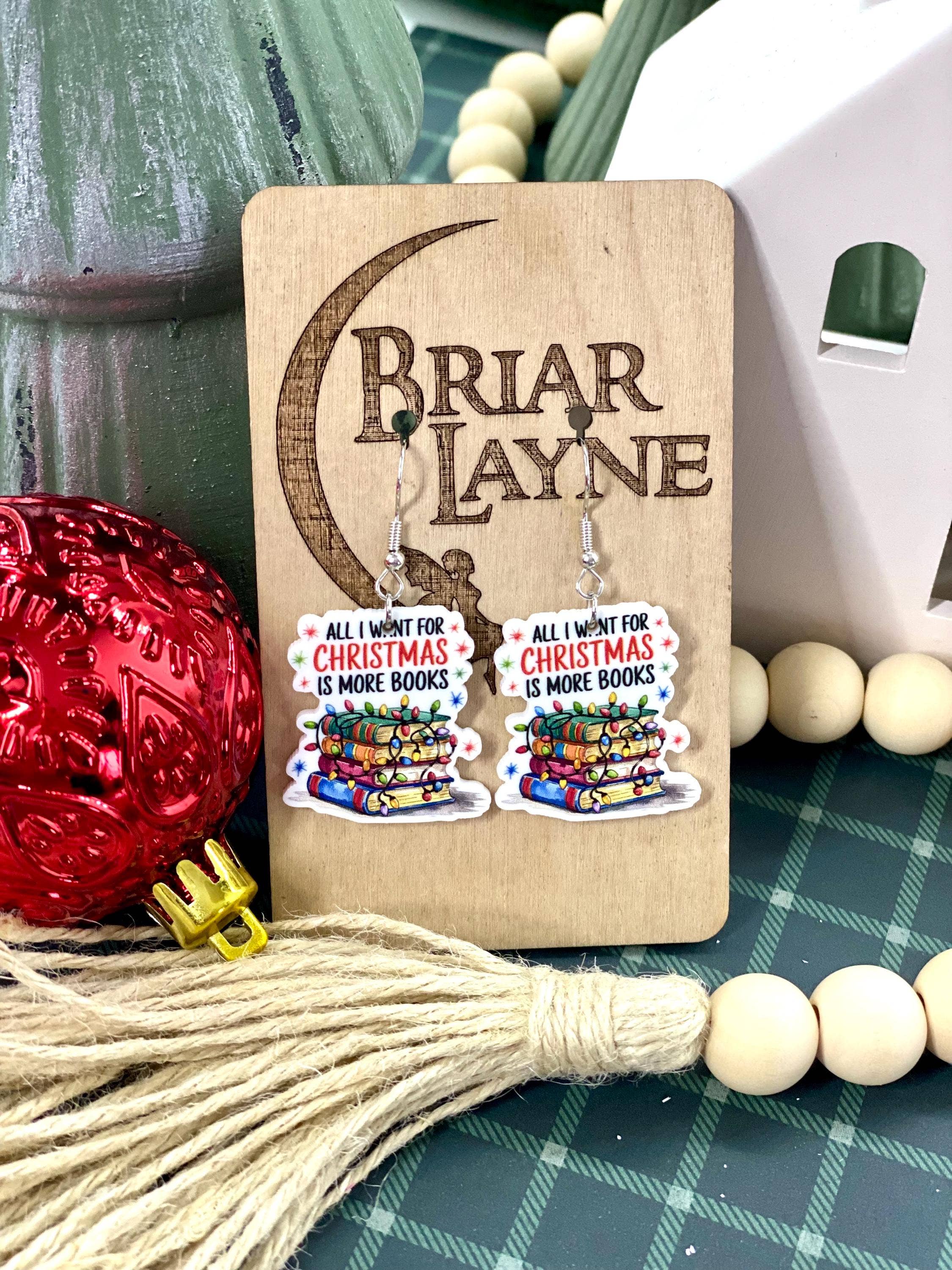 Briar layne - Wholesale Dangle Earrings - Christmas Book Lover Earrings0