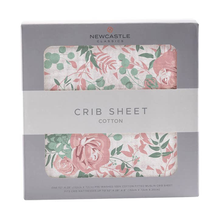 Desert Rose Cotton Muslin Crib Sheet for wholesale by Newcastle Classics