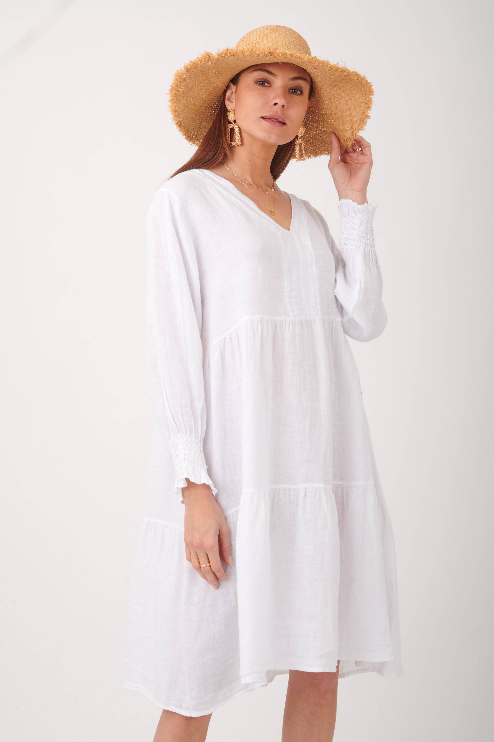 ORNELLA PARIS - Wholesale Dress - Women's - LEL-R5223 linen dress9