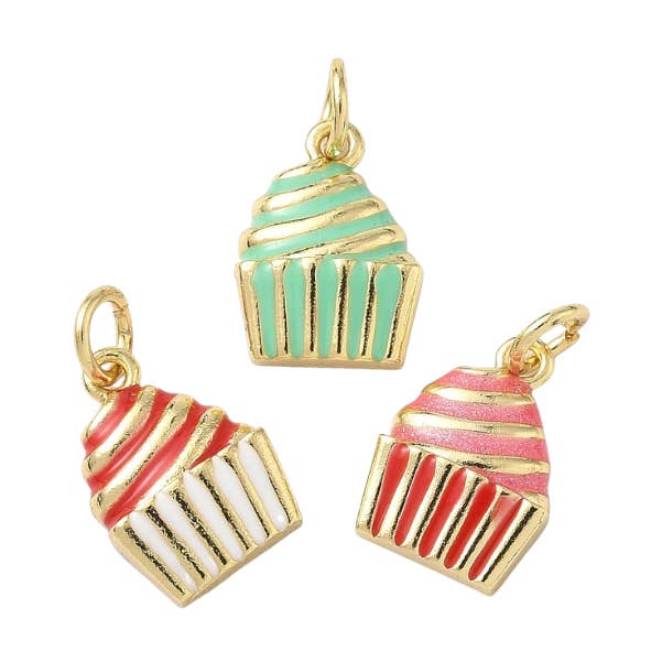 Encanto de Cupcake Dourado com Espiral Glaceada por atacado de The Charm Bar Company