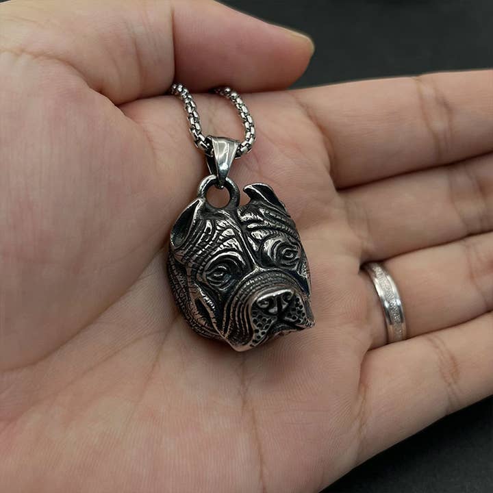 GemMeet - Wholesale Pendant/Charm Necklace - DIY Shar Pei Stainless Steel Pet Necklace 4