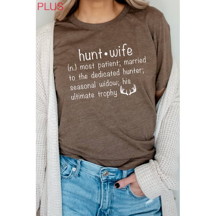 Hunt Wife Deer Antlers Höst Plus Size Grafisk T-shirt för wholesale av Kissed Apparel