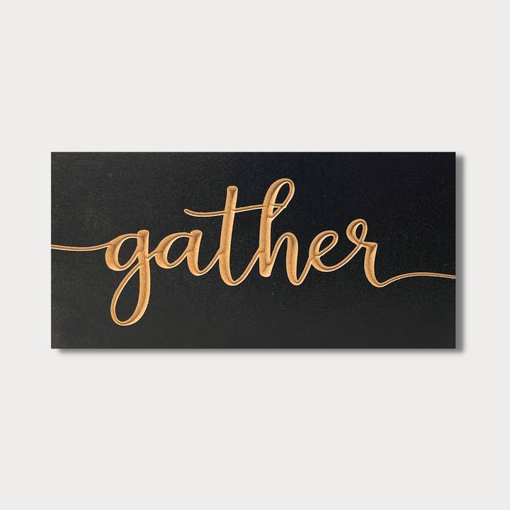 Gather Carved Wooden Wall Sign for wholesale by True Stock Studios