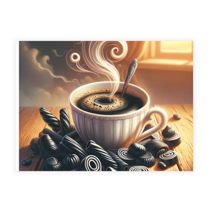 Coffee & Black Licorice Postcard for wholesale by Postcard Circus