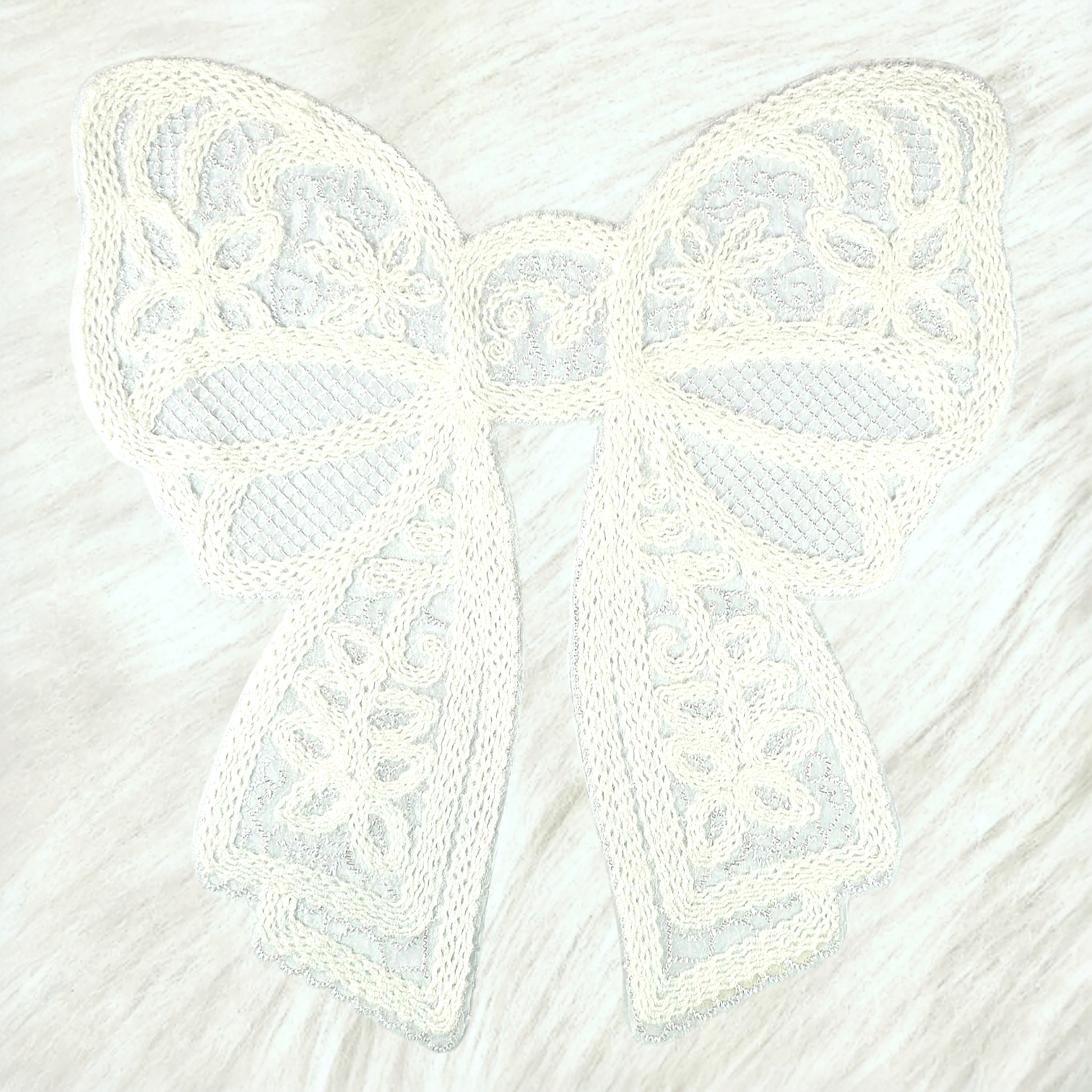 Scratch Decor - Wholesale Patch - Lace Bow Doily White Large Iron On Patch1
