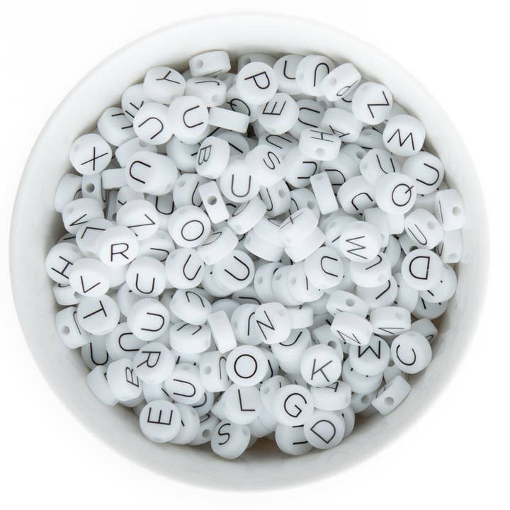 Cara & Co Silicone Craft Supply - Vendita all'ingrosso Attrezzature per lavoretti e fai da te - Perle tonde in silicone con alfabeto stampato4