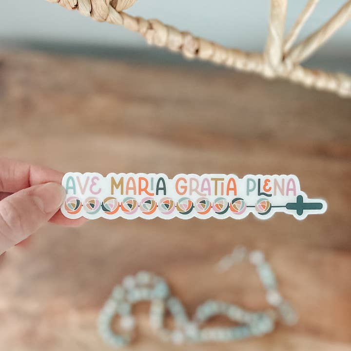 Ave Maria Rosary Decade Sticker for wholesale by Marigold Catholic Goods, Co.