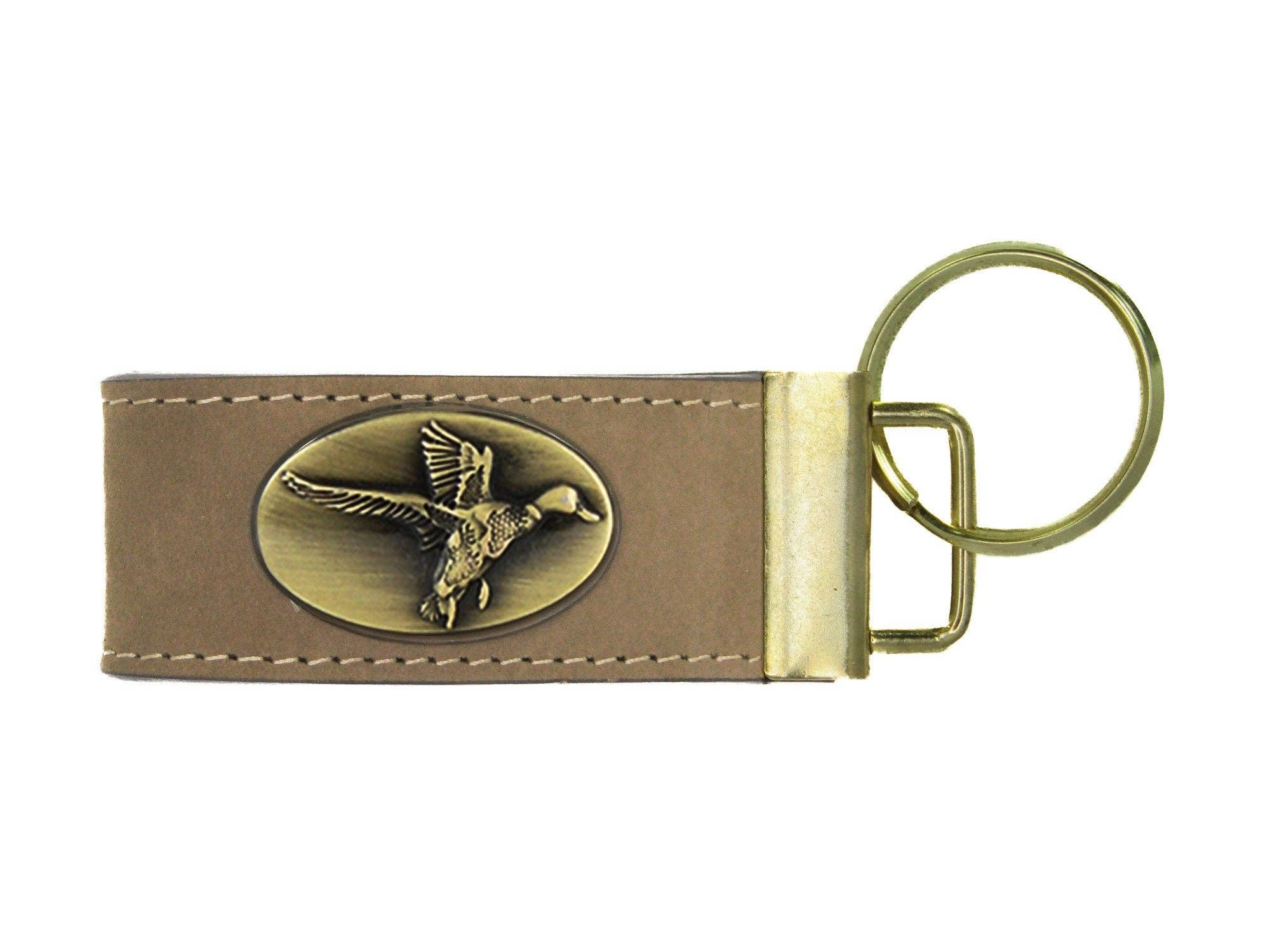 Zep-Pro - Wholesale Keychain - Unisex - Leather Loop Key Fob. Crazyhorse Full Grain Leather With Antique Brass Logo. Bass, Dog, Deer, Mallard5