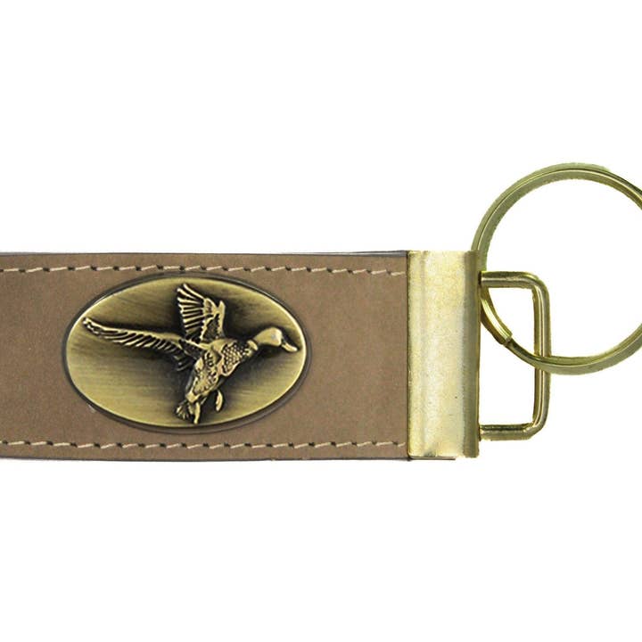 Zep-Pro - Wholesale Keychain - Unisex - Leather Loop Key Fob. Crazyhorse Full Grain Leather With Antique Brass Logo. Bass, Dog, Deer, Mallard5