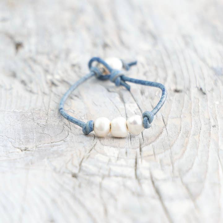 Cape Cod Chokers - Vente Bracelet de perles - Bracelet en cuir à triple perle5