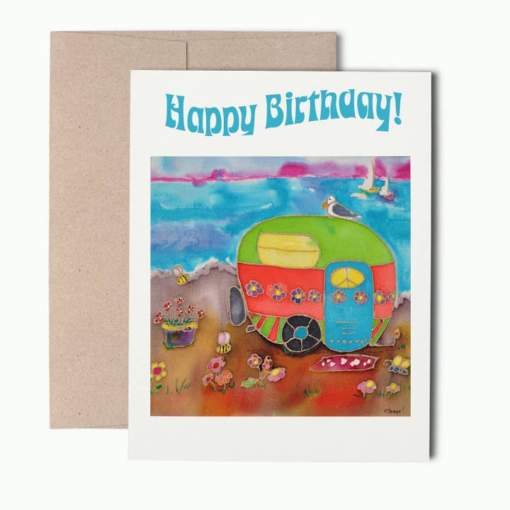 Greeting Card - Beach Camping for wholesale by Caroline Scagel Studio