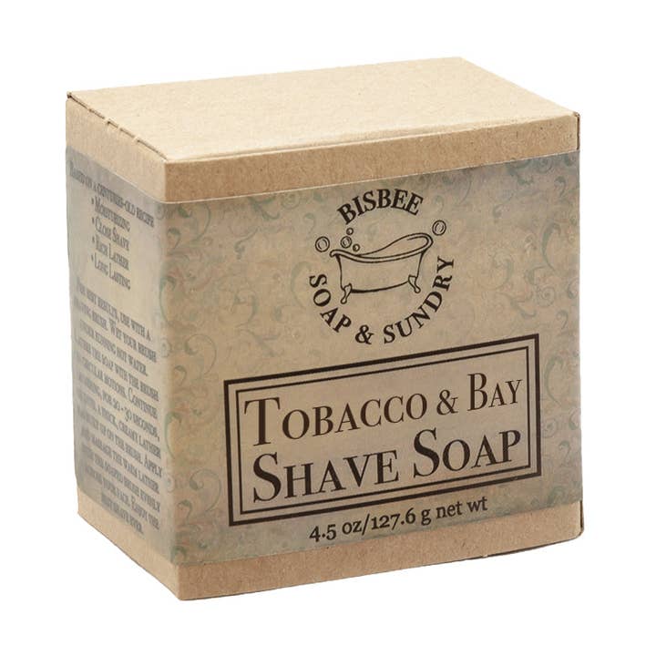 Tobacco & Bay Shave Soap - 4.5 oz. for wholesale by Bisbee Soap & Sundry