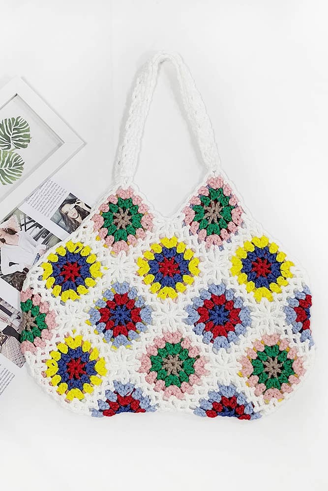 UNISHE - Wholesale Tote Bag - Women's - Colorful Fringe Decor Crochet Bag MOQ 3PCs OYM0036