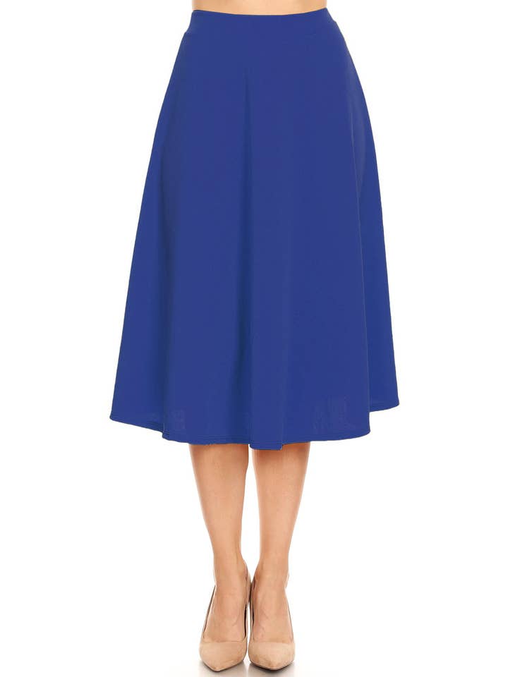 MOA COLLECTION - Wholesale Skirt - Women's - Women's Solid Basic Casual A-line Flared Midi Skirt31