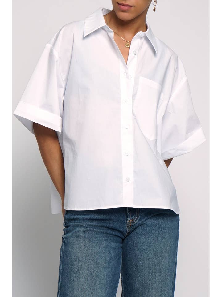 CUFFED HALF SLEEVE OVERSIZED SHIRT for wholesale by Sans Souci