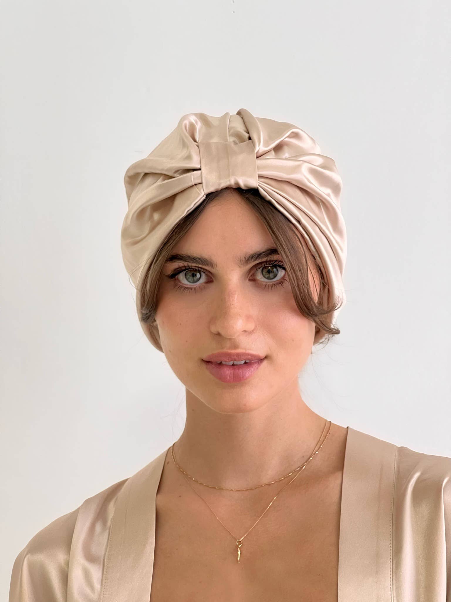 HoneyLux – Touca de dormir/toucado – Mulher por atacado – Touca de seda orgânica para cabelo - Champagne2