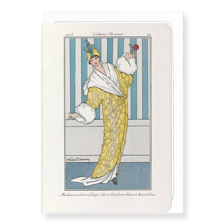 MANTEAU DE VELOURS FRAPPÉ CITRON (1913): Vintage Greeting Card for wholesale by Ezen Trade