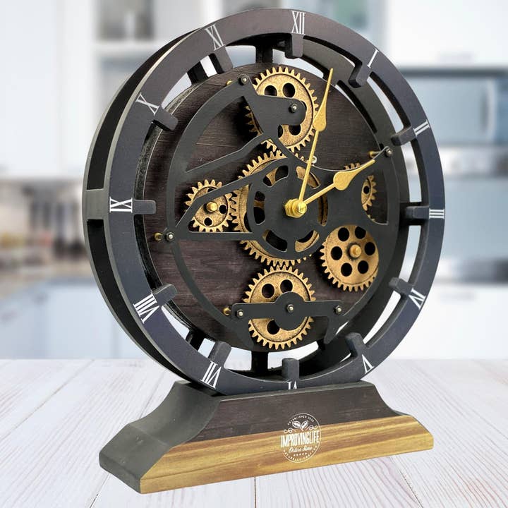 The Gears Clock - Wholesale Desk Clock - CANADA LINE DESK/WALL CLOCK 10 INCH VINTAGE BLACK2