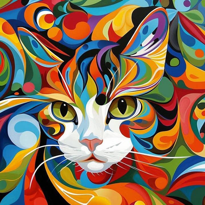 Levendige Psychedelische Kat voor wholesale door Paint with Number