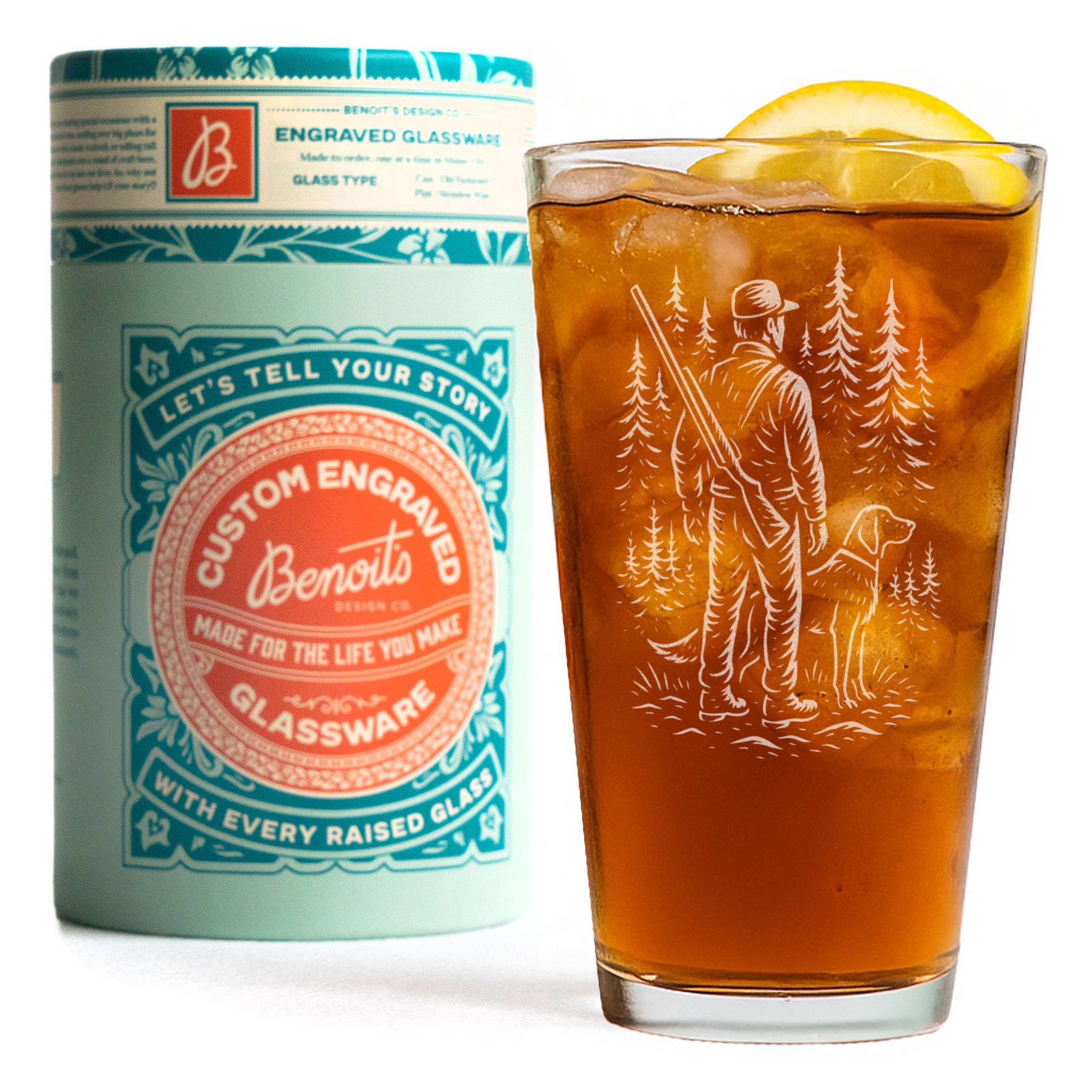 Benoit's Design Co. - Wholesale Cocktail/Liquor Glass - Hunting Scene Drinking Glass1