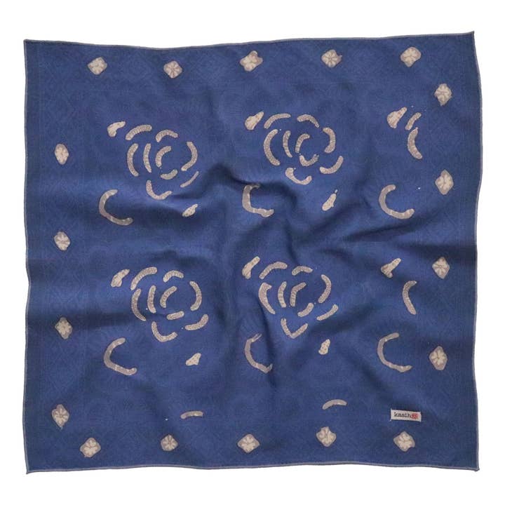 Kasih Co-op - Wholesale Bandana - Unisex - Hand Dyed Batik Bandana, 100% Soft Cotton, Blue Rose, Dark Blue, 18.5"1